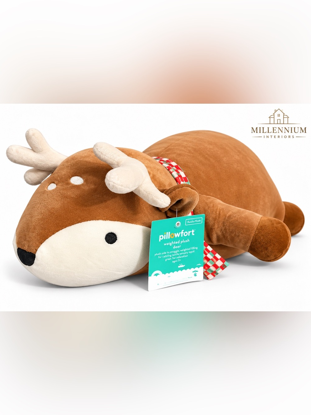 NEW! Pillowfort Holiday Weighted Plush Brown Reindeer Christmas Weighted 3lb